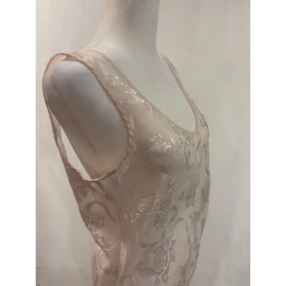 Vintage Victoria Secret Gold Label Pink Silver Floral Maxi Nightgown‎ Petite P